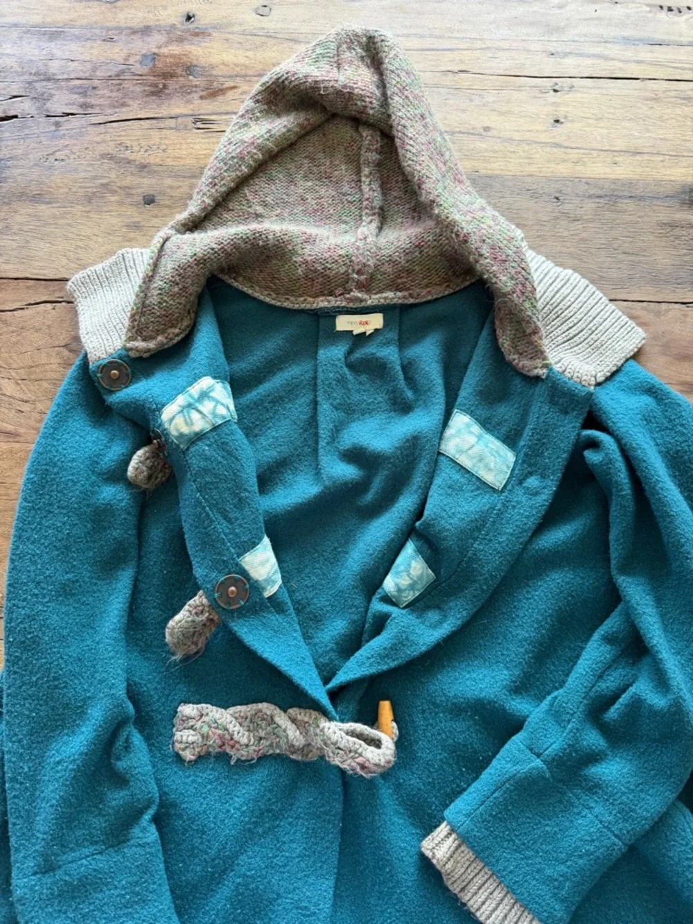 Anthropologie Fiers Voor 2 Sweater Jacket-Teal Toggle-Front - Picture 5 of 6